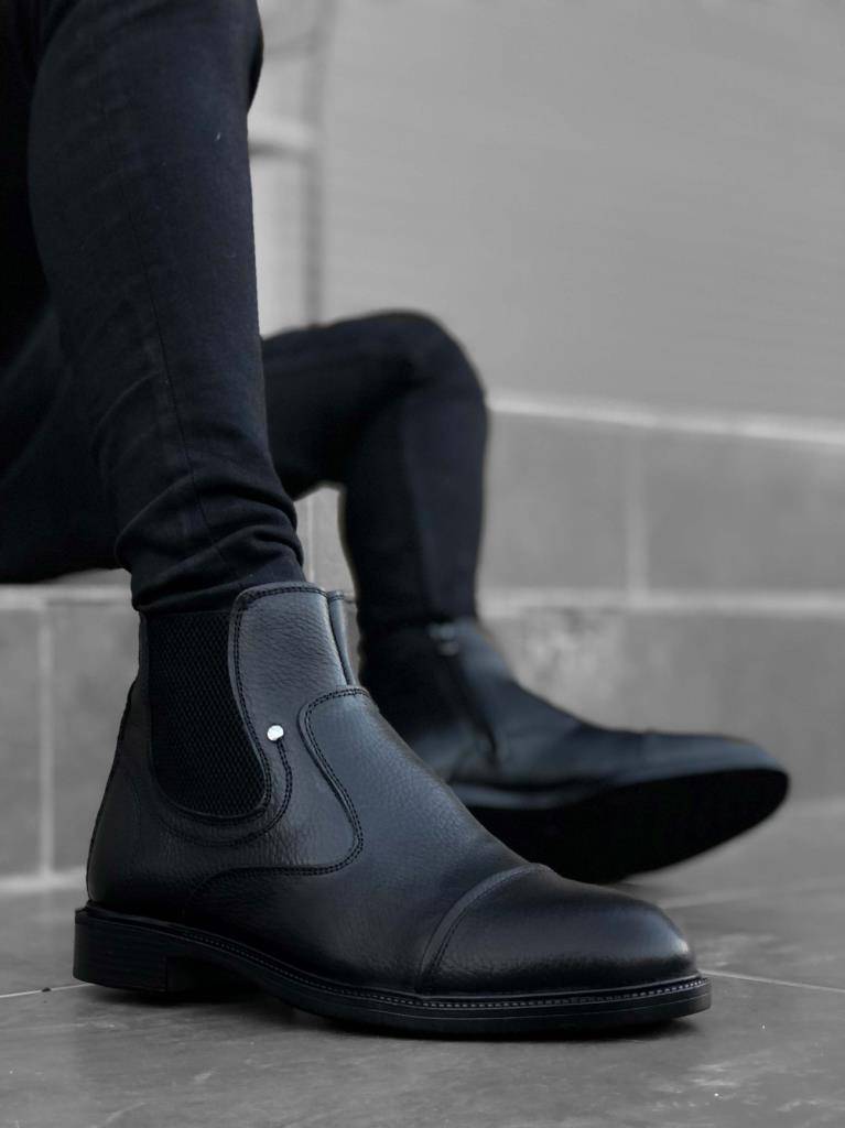 Genuine Leather Zippered  Boots