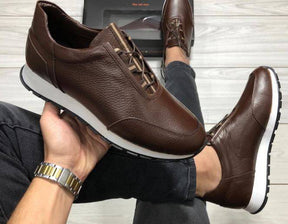 Lace - up Stylish Leather Sneakers