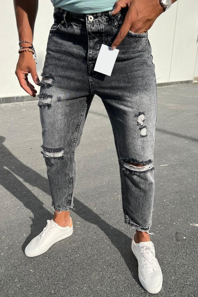 Premium Cropped Ripped Jeans