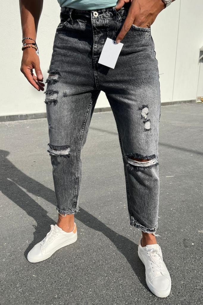 Premium Cropped Ripped Jeans