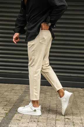 CASUAL ANKLE RIPPED JEANS
