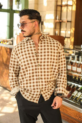 Checkered Thin Oversized Cotton Shirt