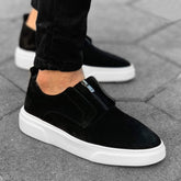 Leather Suede Zipper Sneakers
