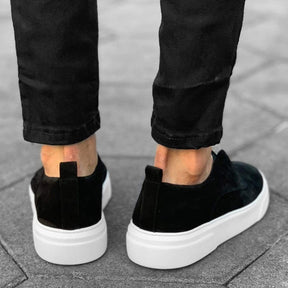 Leather Suede Zipper Sneakers