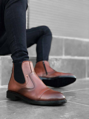 Genuine Leather Zippered  Boots