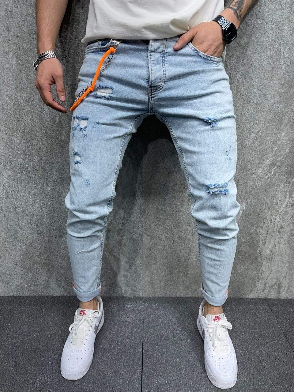 Slim Fit Chain Jeans