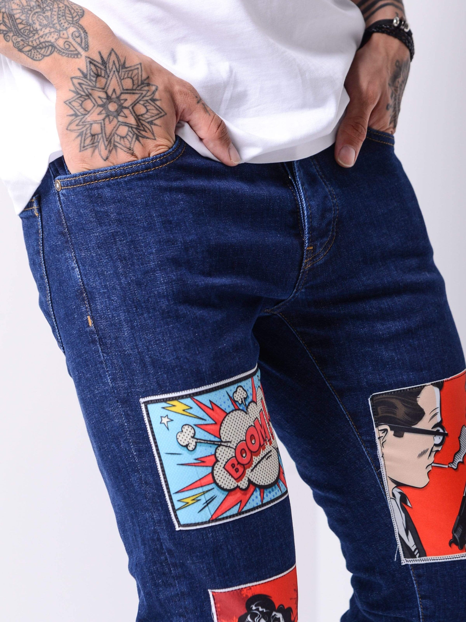 Comic Books Navy Jeans - Manchinni®