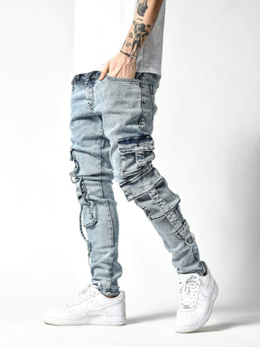 Stonewashed Cargo Jeans - Manchinni®