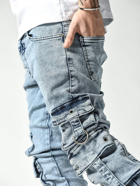 Stonewashed Cargo Jeans - Manchinni®
