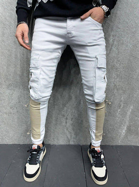 Patched Design Cargo Jeans