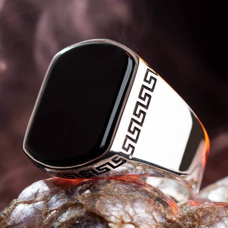 Silver Ring With Black Onyx Stone