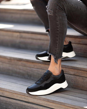 High Sole Leather Sneakers