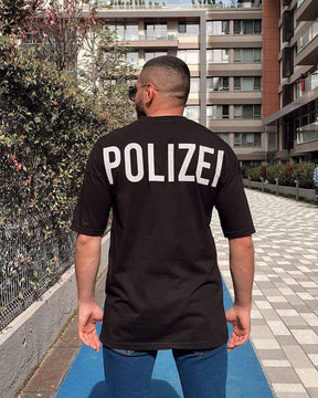 Black Polizei Printed T-Shirt