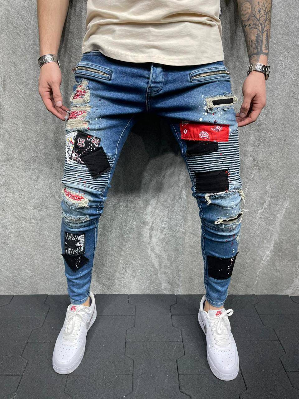 Premium Patched Slim Fit Jeans - Manchinni®