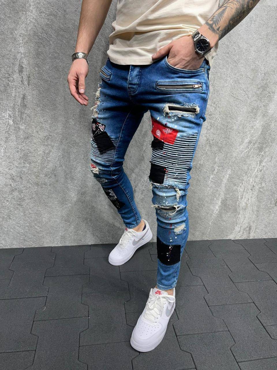 Premium Patched Slim Fit Jeans - Manchinni®